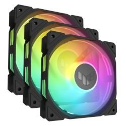 ASUS - Asus TUF Gaming TR120 ARGB 12cm PWM Case Fans (3 Pack), Hydraulic  Bearing, 28mm Frame, Double-layer LED Matrix Design, 2000 RPM, Black