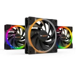 BEQUIET - Be Quiet! (BL077) Light Wings 12cm PWM ARGB High Speed Case Fans (3 Pack), Rifle Bearing, 18 LEDs, Front & Rear Lighting, Up to 2500 RPM, ARGB Hub included