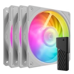 COOLER MASTER - Cooler Master Mobius 120P ARGB PWM 12cm Case Fans (3-Pack), Ring Blade Design, 0-2400 RPM, Loop Dynamic Bearing, White, ARGB Controller Included