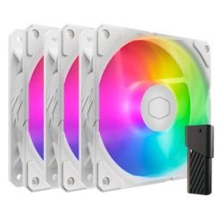 COOLER MASTER - Cooler Master SickleFlow Edge 120 ARGB 12cm PWM Case Fans (3 Pack), Up to 2500 RPM, Loop Dynamic Bearing, LED Controller, White Edition