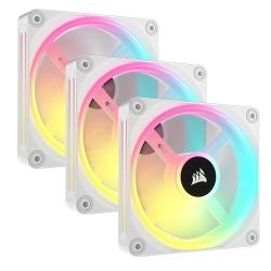CORSAIR - Corsair iCUE LINK QX120 12cm PWM RGB Case Fans (3 Pack), 34 RGB LEDs, Magnetic Dome Bearing, 2400 RPM, iCUE LINK Hub Included, White