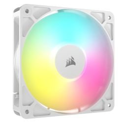 CORSAIR - Corsair RS120 ARGB PWM 12cm Case Fan, Magnetic Dome Bearing, Daisy-Chain 4-Pin, 2100 RPM, AirGuide Tech, White