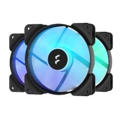 FRACTAL - Fractal Design Aspect 12 12cm RGB Case Fans (3 Pack), Rifle Bearing, Supports Chaining, Aerodynamic Stator Struts, 1200 RPM, Black Frame