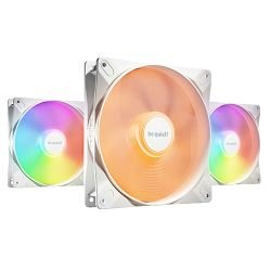 BEQUIET - Be Quiet! (BL131) Light Wings LX 14cm PWM High-Speed ARGB Case Fans (3 Pack), Rifle Bearing, Impeller w/ 16 LEDs, Daisy-Chain, Up to 1800 RPM, White