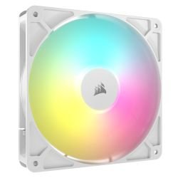 CORSAIR - Corsair RS140 ARGB PWM 14cm Case Fan, Magnetic Dome Bearing, Daisy-Chain 4-Pin, 1700 RPM, AirGuide Tech, White