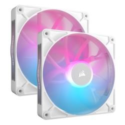 CORSAIR - Corsair iCUE LINK RX140 RGB 14cm PWM Case Fans (2 Pack), 8 ARGB LEDs, Magnetic Dome Bearing, 1700 RPM, iCUE LINK Hub Included, White