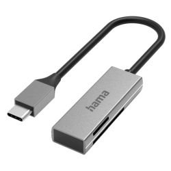 HAMA - Hama External USB 3.0 Type-C Card Reader, SD/microSD, Aluminium, USB Powered