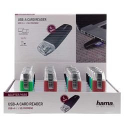 HAMA - Hama External USB 2.0 Card Reader x24 Multipack, SD/microSD, Various Colours, Display Case