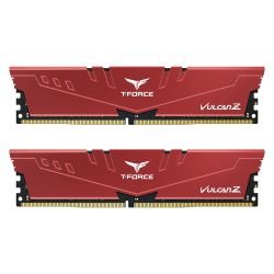 TEAM - Team T-Force Vulcan Z 32GB Kit (2 x 16GB), DDR4, 3200MHz (PC4-25600), CL16, XMP 2.0, DIMM Memory, Red
