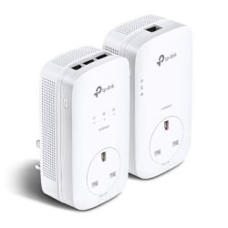 TP-LINK - TP-LINK (TL-PA8033P KIT) AV1300 GB Powerline Adapter Kit, 3-Port, AC Pass Through