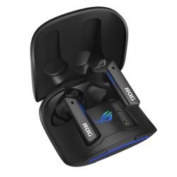 ASUS - Asus ROG Cetra True Wireless Earphones, Active Noise Cancellation, Ambient Mode, Charging Case, Water Resistant, Touch Controls, LED Lighting