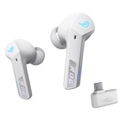 ASUS - Asus ROG Cetra True Wireless SpeedNova Moonlight White Gaming Earphones, SpeedNova Wireless/Bluetooth, Adaptive ANC, AI Mics, 46-Hour Battery, Hybrid Multipoint, RGB Lighting