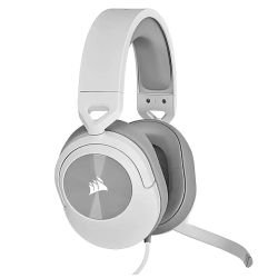 CORSAIR - Corsair HS55 Stereo Gaming Headset, 3.5mm Jack, Lightweight, Flip-To-Mute Mic, Memory Foam Earpads, White