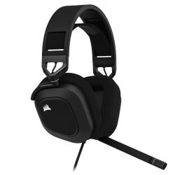 CORSAIR - Corsair HS80 RGB Wired Gaming Headset, USB, 7.1 Surround, Flip-To-Mute Mic, Broadcast-Grade Mic, RGB Logo, Carbon