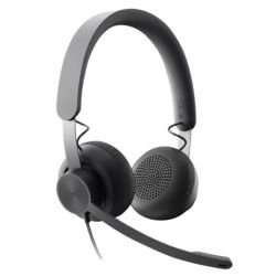 LOGITECH - Logitech Zone Wired MSFT Headset, USB-C (USB-A Adapter), 40mm Drivers, Flip-to-Mute Noise-Canceling Mic, In-line Controls