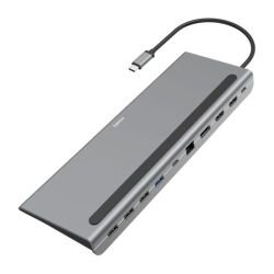 HAMA - Hama Connect2Office Pro USB-C 10-in-1 Docking Station - USB-C (PD Power), USB-C (Data), 4x USB-A, 2x HDMI, DisplayPort, RJ45, Aluminium