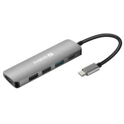 SANDBERG - Sandberg (136-32) USB-C 5-in-1 Docking Station - USB-C (up to 100W), HDMI, VGA, 1 x USB 3.0, 2 x USB 2.0, Aluminium, 5 Year Warranty