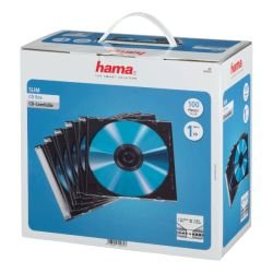 HAMA - Hama CD/DVD/Blu-Ray Slim Jewel Cases x100, Transparent/Black