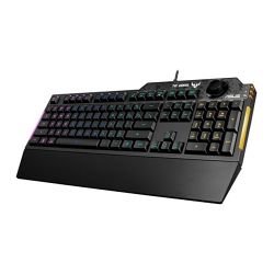 ASUS - Asus TUF GAMING K1 RGB Keyboard with Volume Knob, 19-key Rollover, Side Light Bar & Armoury Crate, Spill Resistant, Detachable Wrist Rest
