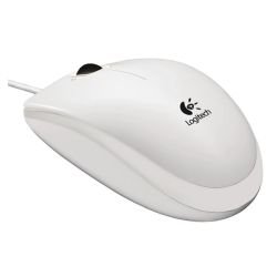 LOGITECH - Logitech B100 Wired Optical Mouse, USB, 800 DPI, Ambidextrous, White, OEM