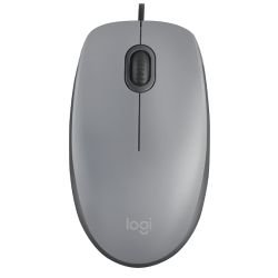 LOGITECH - Logitech M110 Silent Wired Optical Mouse, USB, 1000 DPI, Ambidextrous, Mid Grey