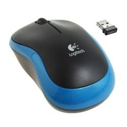 LOGITECH - Logitech M185 Wireless Notebook Mouse, USB Nano Receiver, Black/Blue