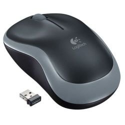 LOGITECH - Logitech M185 Wireless Notebook Mouse, USB Nano Receiver, Black/Grey