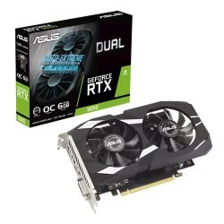 ASUS - Asus DUAL RTX3050 OC, PCIe4, 6GB DDR6, DVI, HDMI, DP, 1537MHz Clock, Overclocked