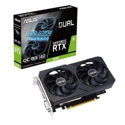 ASUS - Asus DUAL RTX3050 OC V2, PCIe4, 8GB DDR6, HDMI, DP, DVI, 1852MHz Clock, RGB Lighting, Overclocked
