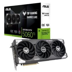 ASUS - Asus TUF GAMING RTX5060 Ti OC, PCIe5, 16GB DDR7, HDMI, 3 DP, 2692MHz Clock, RGB Lighting, Overclocked