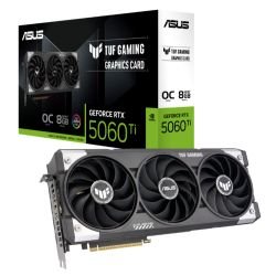 ASUS - Asus TUF GAMING RTX5060 Ti OC, PCIe5, 8GB DDR7, HDMI, 3 DP, 2692MHz Clock, RGB Lighting, Overclocked