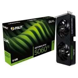 PALIT - Palit RTX5060 Ti DUAL, PCIe5, 8GB DDR7, HDMI, 3 DP, 2572MHz Clock, RGB Lighting