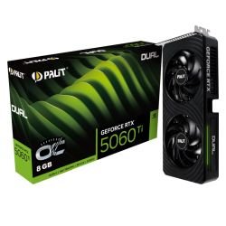 PALIT - Palit RTX5060 Ti DUAL OC, PCIe5, 8GB DDR7, HDMI, 3 DP, 2632MHz Clock, RGB Lighting, Overclocked