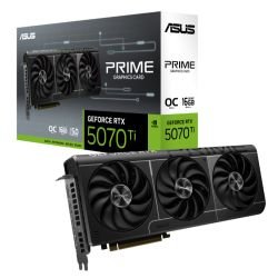 ASUS - Asus PRIME RTX5070 Ti OC, PCIe5, 16GB DDR7, HDMI, 3 DP, 2527MHz Clock, Overclocked, Compact SFF-Ready