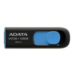ADATA - ADATA 128GB UV128 USB 3.0 Memory Pen, Retractable, Capless, Black & Blue