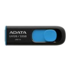 ADATA - ADATA 32GB UV128 USB 3.0 Memory Pen, Retractable, Capless, Black & Blue