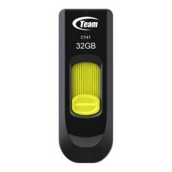 TEAM - Team 32GB C141 Yellow USB 2.0 Memory Pen, Retractable Design, Ultra-thin 9.5mm