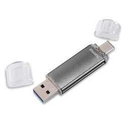 HAMA - Hama Laeta Twin 32GB USB 2.0/Micro USB Memory Pen, OTG, Aluminium Casing, Grey