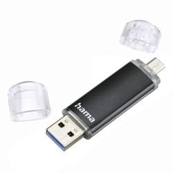 HAMA - Hama Laeta Twin 32GB USB 3.0/Micro USB Memory Pen, OTG, Aluminium Casing, Black