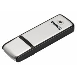 HAMA - Hama Fancy 64GB USB 2.0 Memory Pen, Brushed Aluminium, Cap, Keyring, Black/Silver