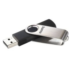 HAMA - Hama Rotate 8GB USB 2.0 Memory Pen, Rotating Cap, Keyring, Black/Silver