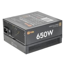 VIDA - Vida 650W Heracles Black ATX Gaming PSU, 80+ Bronze, 14cm Ultra-Quiet FDM Fan, Flat Black Cables, Power Lead Not Included