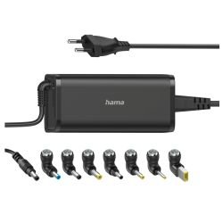 HAMA - Hama Universal 90W EU Travel Notebook PSU, 15-19V, 8 Adapters, Hook & Cable Tie, *Euro Plug*