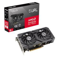 ASUS - Asus DUAL RX7600 EVO OC, 8GB DDR6, HDMI, 3 DP, 2715MHz Clock, Overclocked