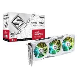 ASROCK - Asrock RX7600 Steel Legend 8GB OC, PCIe4, 8GB DDR6, HDMI, 3 DP, 2725MHz Clock, Overclocked, RGB, White