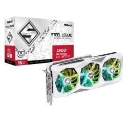 ASROCK - Asrock RX7800 XT Steel Legend 16GB OC, PCIe4, 16GB DDR6, HDMI, 3 DP, 2520MHz Clock, RGB, White, Overclocked