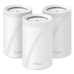 TP-LINK - TP-LINK (DECO BE65) BE9300 Tri-Band Whole Home Mesh Wi-Fi 7 System, 3 Pack, 4x 2.5G Ports, MLO, Wireless/Wired Combined Backhaul