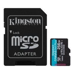 KINGSTON – Kingston 256GB Canvas Go! Plus Micro SDXC Card with SD Adapter, UHS-I Class 10, U3, A2 App Performance, 170MB/s KINGSTON – Kingston 256GB Canvas Go! Plus Micro SDXC Card with SD Adapter, UHS-I Class 10, U3, A2 App Performance, 170MB/s