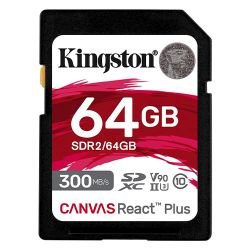 KINGSTON – Kingston 64GB Canvas React Plus SDXC Card, UHS-II Class 10, U3, For 8K/3D/VR Videos/Photos, R/W 300/260MB/s KINGSTON – Kingston 64GB Canvas React Plus SDXC Card, UHS-II Class 10, U3, For 8K/3D/VR Videos/Photos, R/W 300/260MB/s