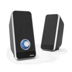 HAMA - Hama Sonic LS-206 2.0 Speaker System, 3.5 mm Jack, USB-A for Power, Backlit Volume Control